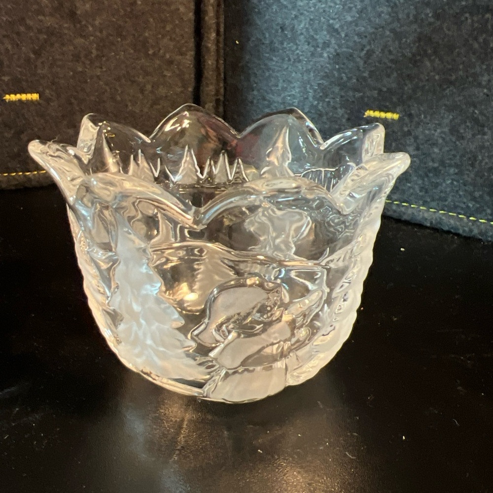 Vintage Mikasa Crystal Bowl From W. Germany Holiday Landscape 4" Christmas Tree